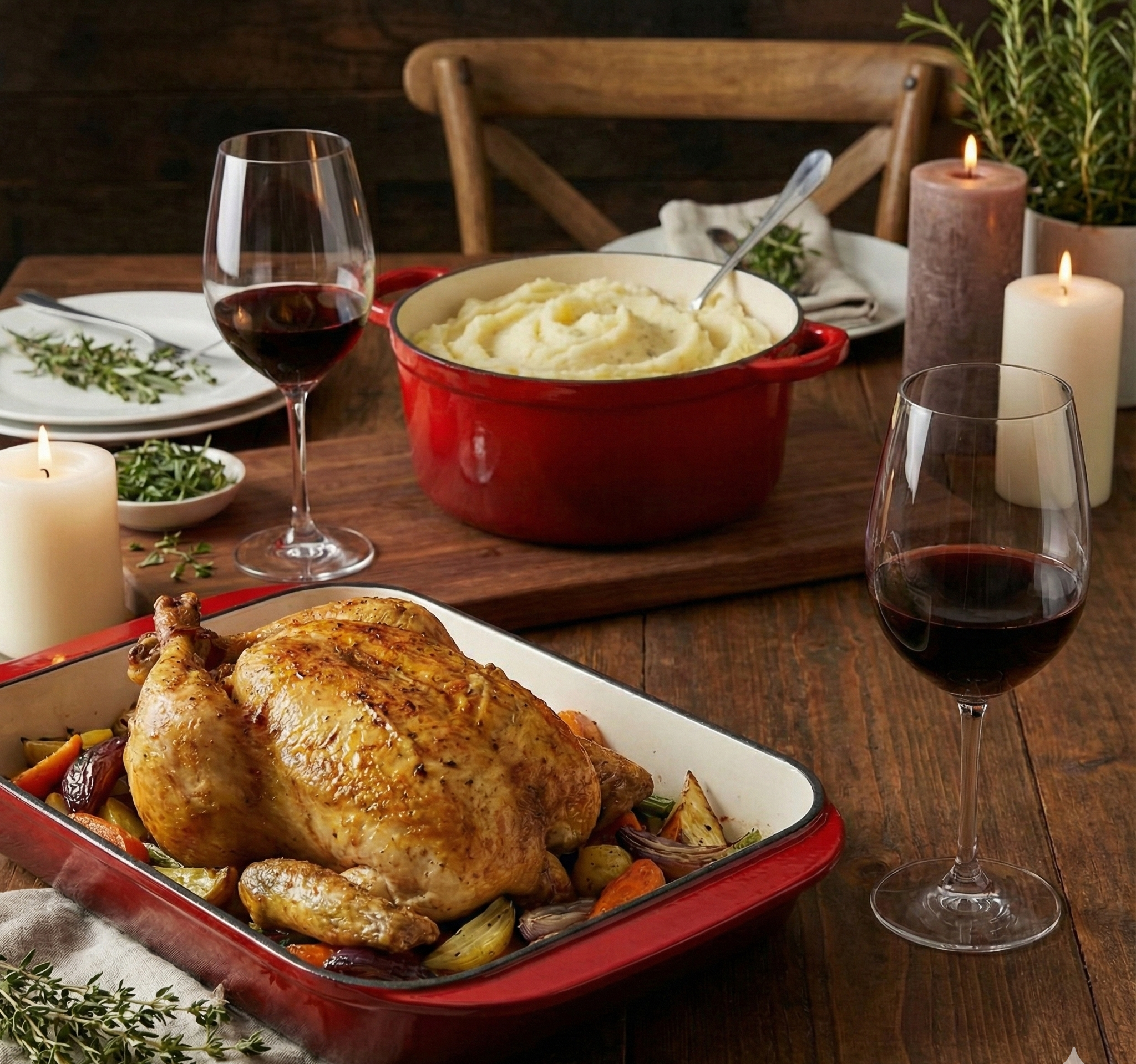 Pack Gran Anfitrión Navideño Ferél (Olla 3L + Asadera Rectangular + 6 Copas Grand Reserva 750cc)